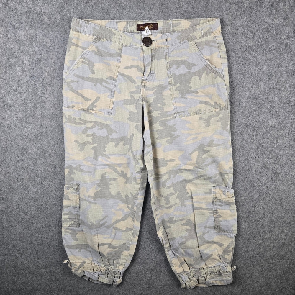 Jalate Cargo Pants Womens 9 Tan Camo Ripstop Capri Cropped Y2K Gorpcore Utility